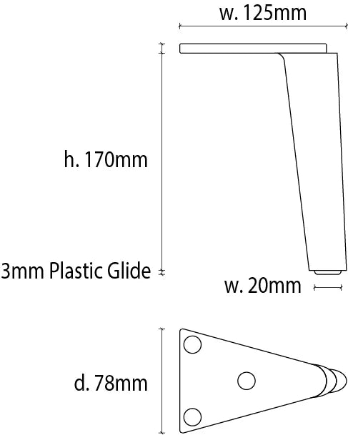 Peony Furniture Leg 17cm Tall - Specs