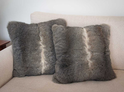 Warm grey possum fur cushions