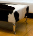 Cowhide Ottoman with Queen Anne Curved Aluminium Legs 120x60x38cm