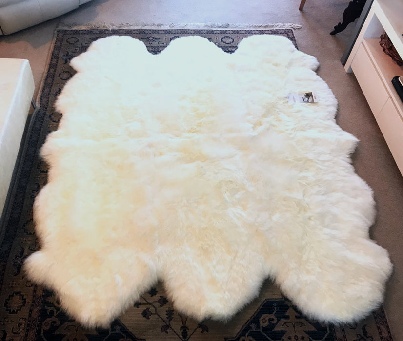 Ivory Wool Sheepskin Rug - Sexto (6-skin) 162cm x 180cm