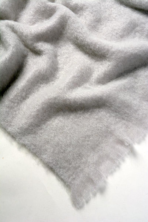 Silver Light Grey Mohair Chair Throw