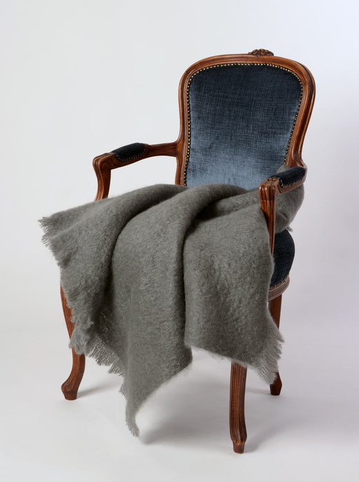 Windermere Slate Grey Mohair Chair Throw