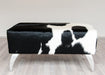 Cowhide Leather Ottoman with Metal Legs 80x50x40cm