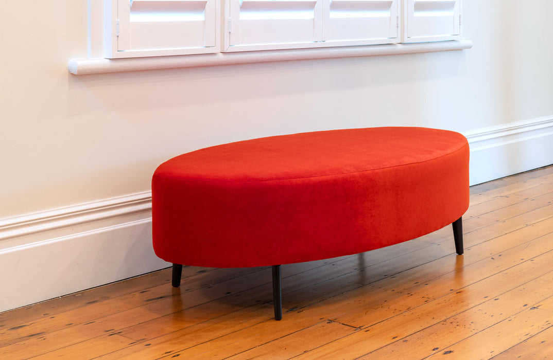 Orange velvet oval ottoman furniture