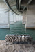 End of bed or bench zebra print cowhide ottoman