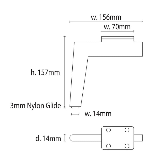 Zenith metal furniture legs 16cm