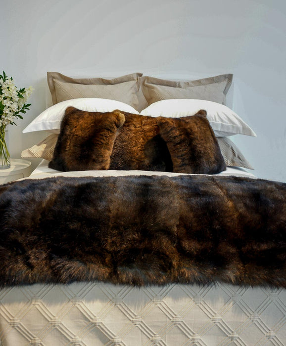 Reddish brown NZ possum fur cushion covers