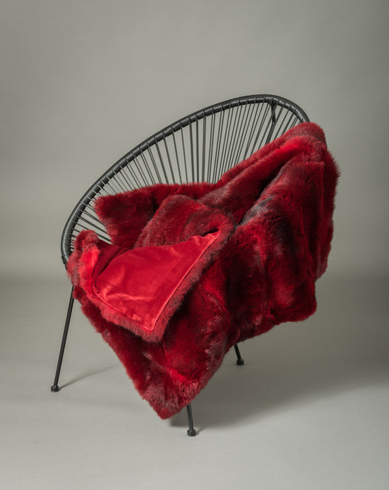 Bright Red Possum Fur Throw NZ Made